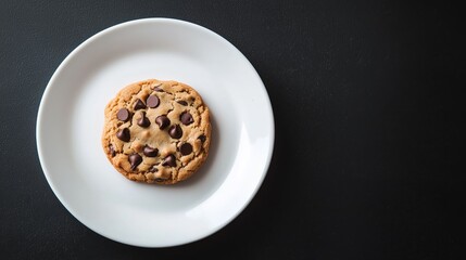 Perfectly Baked Chocolate Chip Cookie on Minimalist White Plate