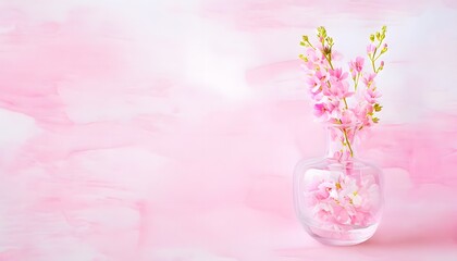 Transparent Vase with Pink and White Wash Background
