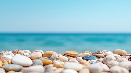 Serene Beach Stones Ocean View Summer Vacation Coastal Relaxation