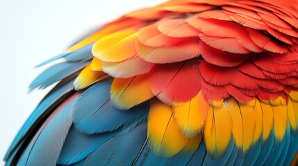 Obraz premium Closeup of a parrot with layered, colorful feathers isolate white background