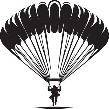 Skydiving parashoot flying silhouette vector illustration on white background