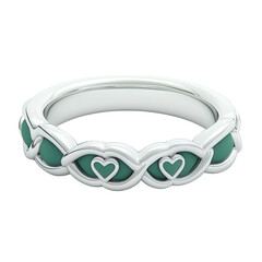 Stylish silver ring with turquoise hearts, perfect for adding a touch of elegance to any outfit.
