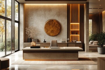 Modern Minimalist Office Design with Natural Light and Autumnal Views