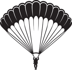 Skydiving parashoot flying silhouette vector illustration on white background