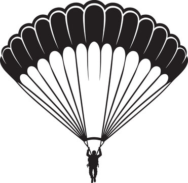 Skydiving parashoot flying silhouette vector illustration on white background