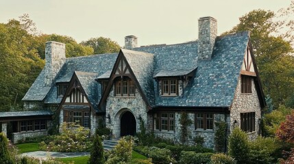 Majestic Stone Mansion nestled in Verdant Surroundings