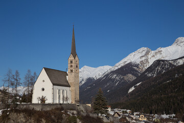 Downtown in Scuol, Lower Engadine, Swiss