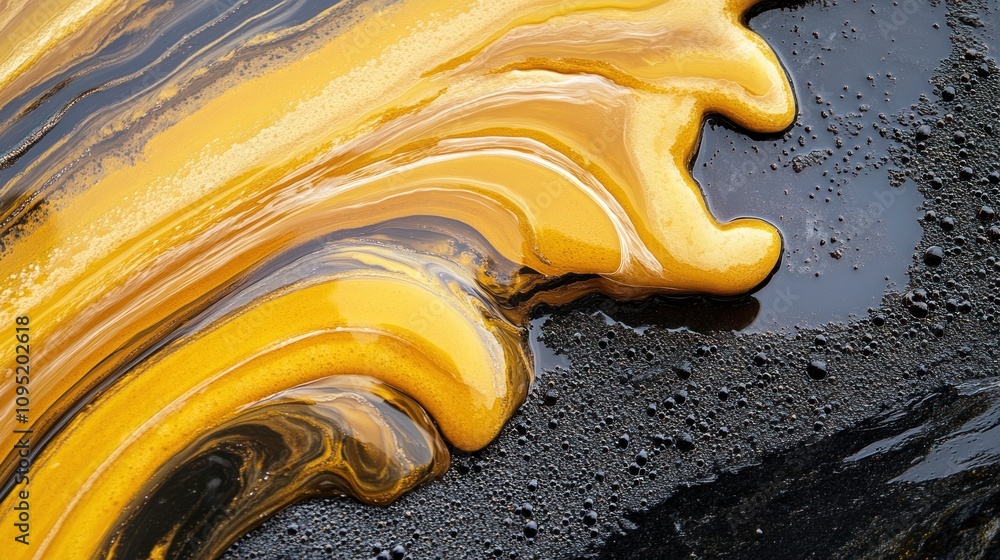 Poster abstract golden and black fluid art: a mesmerizing interplay of colors and textures, creating a visu