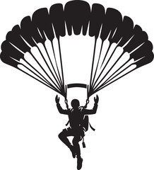 Skydiving parashoot flying silhouette vector illustration on white background