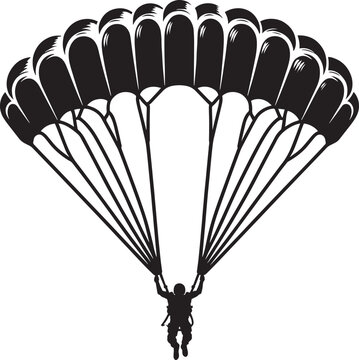 Skydiving parashoot flying silhouette vector illustration on white background