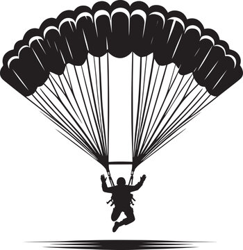 Skydiving parashoot flying silhouette vector illustration on white background