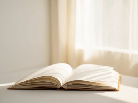 an open book with blank pages under soft light symbolizing the start of a new story new beginnings new chapter.