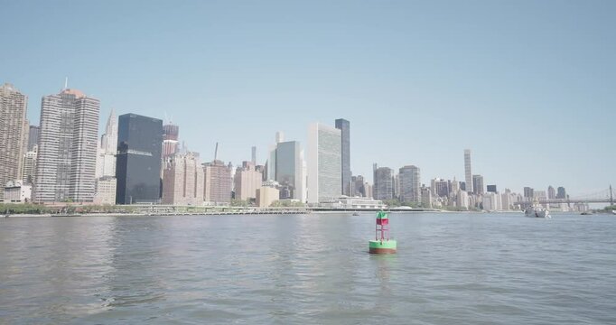 NYC Tracking Shot of Bouy, LIC Skyline in Background - 4K 48fps ProRes