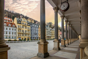 City landscape in winter. City landscape with historical buildings in an old town from the Baroque...