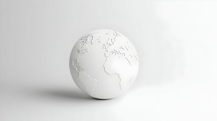 Minimalist White Globe on White Background, Symbolizing Global Unity.8k image