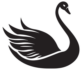 Obraz premium Cartoon swan icon silhouette vector, Black swan vector illustration