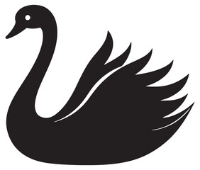 Obraz premium Cartoon swan icon silhouette vector, Black swan vector illustration