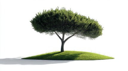 Majestic Pine Tree on a Grassy Mound