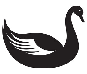 Fototapeta premium Cartoon swan icon silhouette vector, Black swan vector illustration