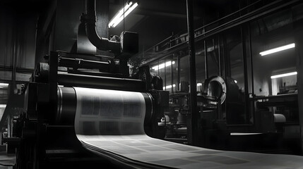 Printing press rolling out pages in a large print shop. high quality image