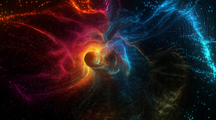 Fototapeta premium A mesmerizing journey through a cosmic vortex filled with vibrant colors and energy. Perfect for science fiction, fantasy, and abstract art projects.