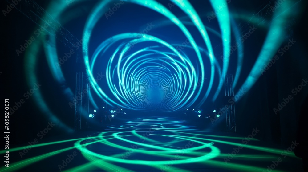 Aufkleber stunning circular light patterns spinning over a stage creating a hypnotic and deep visual experienc