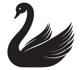 Obraz premium Cartoon swan icon silhouette vector, Black swan vector illustration