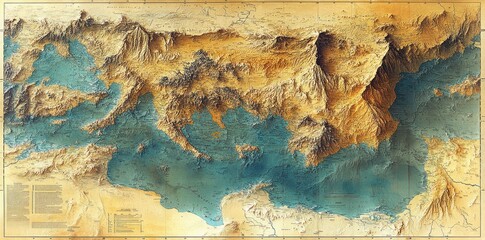 Aegean Sea Region Topographical Relief Map