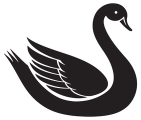 Naklejka premium Cartoon swan icon silhouette vector, Black swan vector illustration