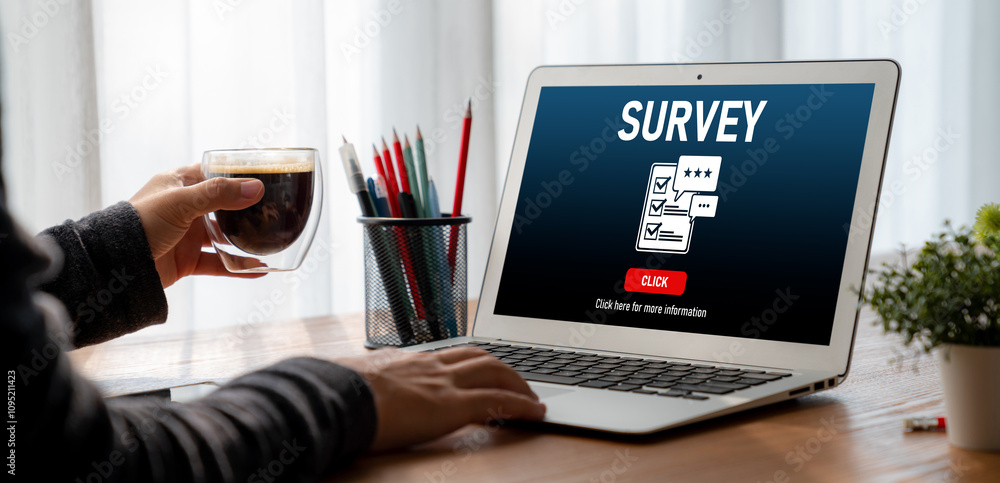 Poster online survey form for modish digital information collection on the internet network