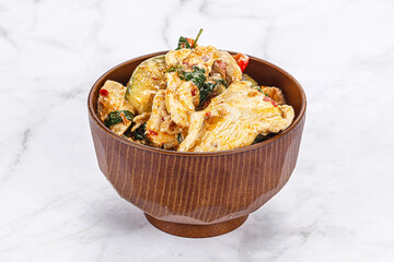Thai red spicy curry with chicken