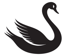 Obraz premium Cartoon swan icon silhouette vector, Black swan vector illustration