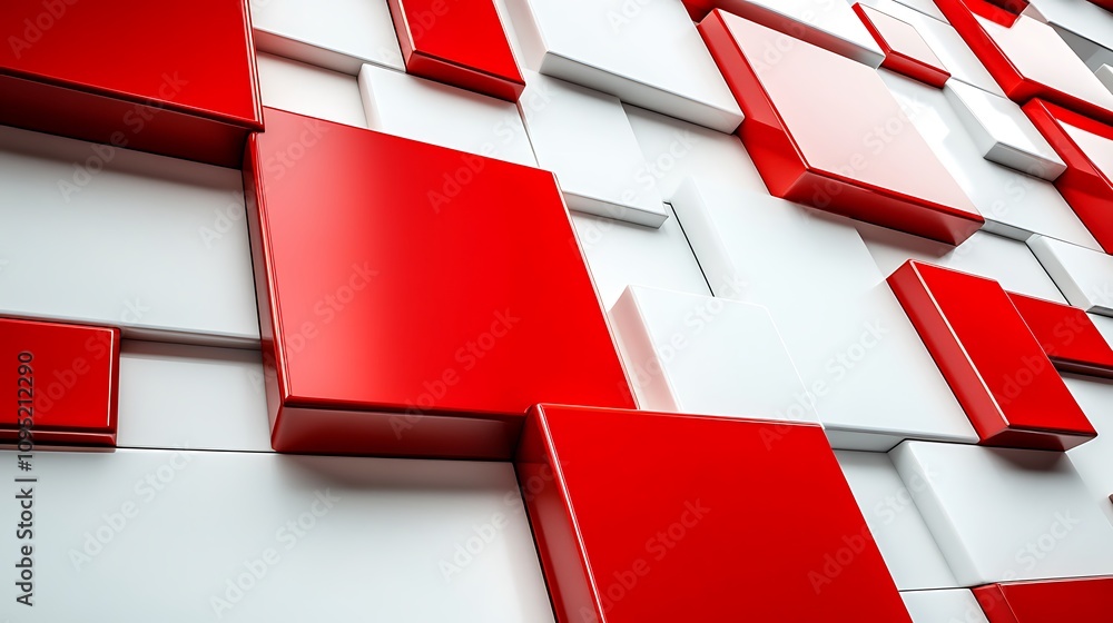 Poster abstract geometric background with red squares, creating a modern and bold design with sharp edges a