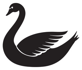 Obraz premium Cartoon swan icon silhouette vector, Black swan vector illustration
