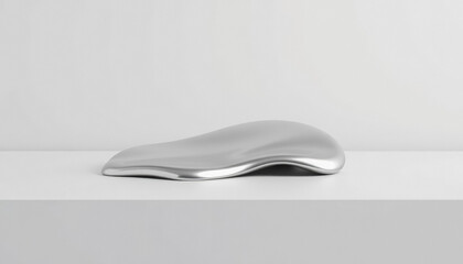 Futuristic Silver Wavy Platform Melted Metal Abstract Design