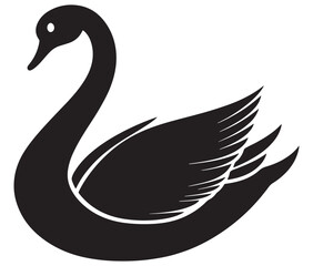 Obraz premium Cartoon swan icon silhouette vector, Black swan vector illustration