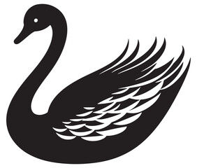 Obraz premium Cartoon swan icon silhouette vector, Black swan vector illustration