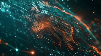 Abstract Digital Map with Interconnected Nodes, Representing Big Data and AI.8k image