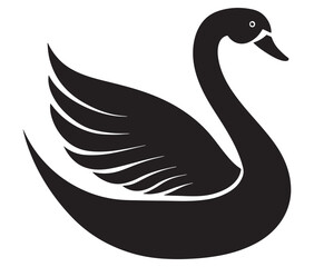 Obraz premium Cartoon swan icon silhouette vector, Black swan vector illustration