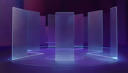 Abstract VR Room with Floating Panels space for text 