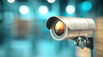 Warehouse Security and Cybersecurity Surveillance cameras monitoring a warehouse interior, ensuring the security of goods and preventing theft or unauthorized access.