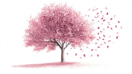 Obraz premium Cherry Blossom Tree in Full Bloom: A Delicate Floral Painting