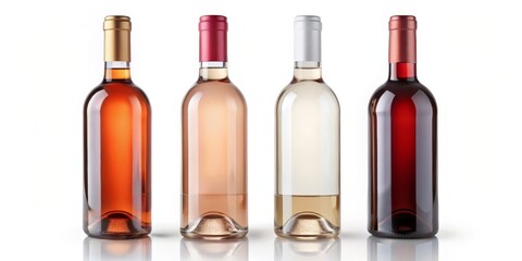 Four Wine Bottles in a Row Red, RosÃ©, White, and Brown, wine bottle, wine types