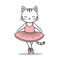 Collection of Cute Ballerina Kitten Cartoon Characters Isolated on Transparent Background