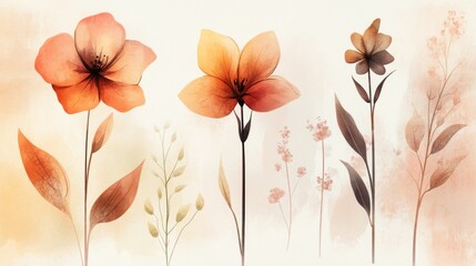 Watercolor Floral Art Print: Delicate Flowers in Soft Hues