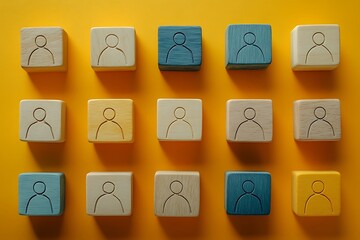 Teal Yellow Wooden Blocks Workforce Collaboration Concept