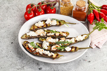 Grilled eggplant with feta cheese