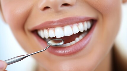 Fototapeta premium Vibrant Smile with Perfectly White Healthy Teeth Against a Pure White&nbsp;Background. A&nbsp;Symbol&nbsp;of Dental Health and Oral Hygiene.