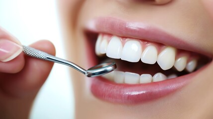Fototapeta premium Vibrant Smile with Perfectly White Healthy Teeth Against a Pure White&nbsp;Background. A&nbsp;Symbol&nbsp;of Dental Health and Oral Hygiene.