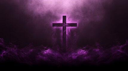Purple cross wallpaper for mobile phone with the theme of the Bible, background with black and purple colors